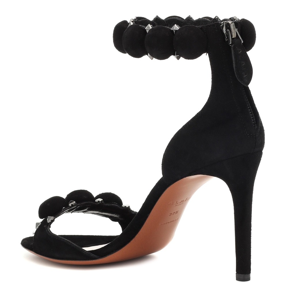 ALAIA Black Bombe Suede Ankle Strap Stilettos - Picture 7 of 17